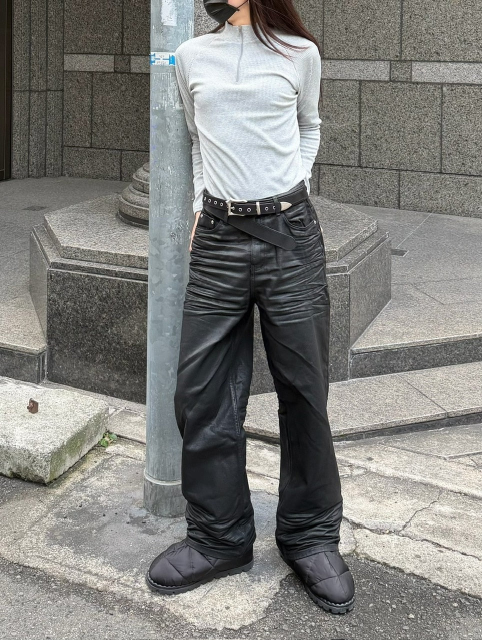大阪店WEB限定受注制【Chikashitsu +】emboss coating denim pants / 【チカシツプラス】エンボスコーティングデニムパンツ