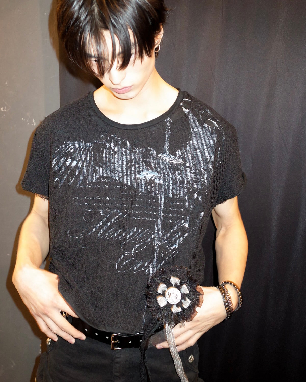 【LECYTO】Veil Mesh Layered T-Shirt