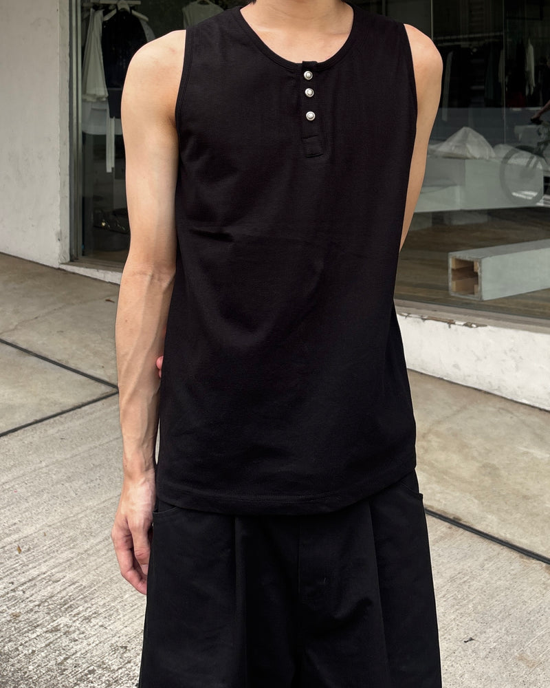 受注制【youll】Henley neck tank top (3color)