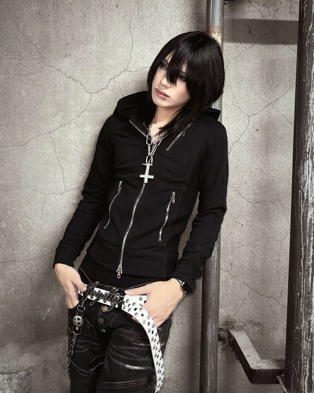 国際配送【Never mind the XU】SLIM MULTI-ZIP HOODIE