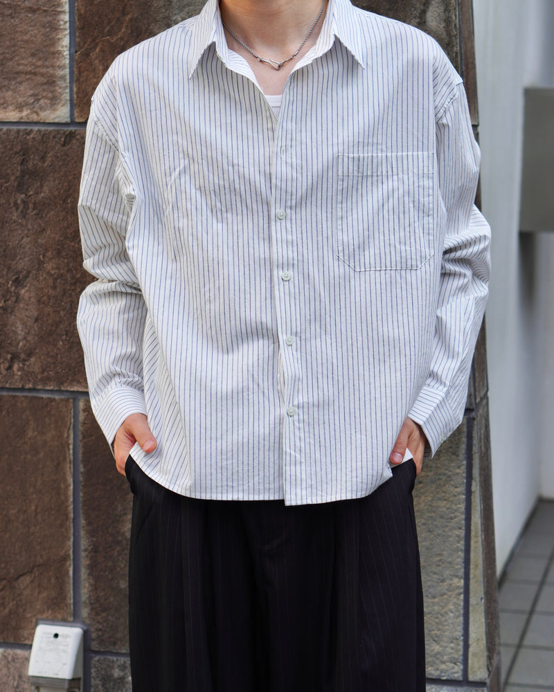 東京店WEB限定受注制【Chikashitsu +】compact stripe shirt (2color)