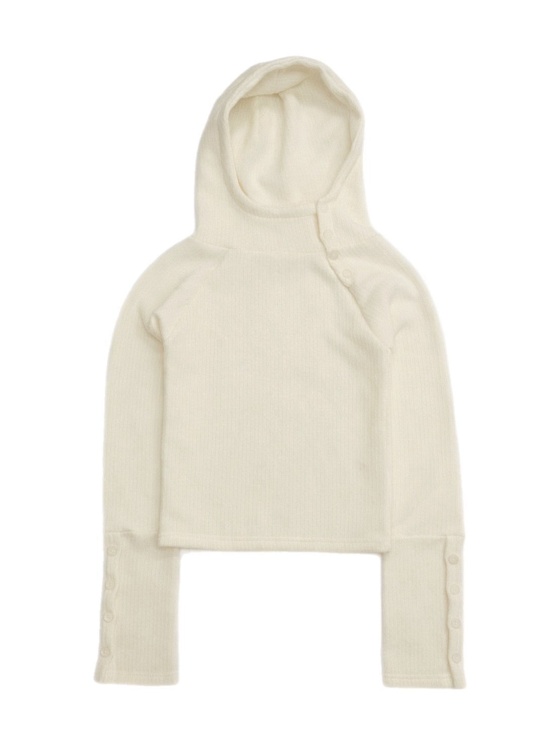 受注制【Chikashitsu +】buttoned rib hood knit (3color)