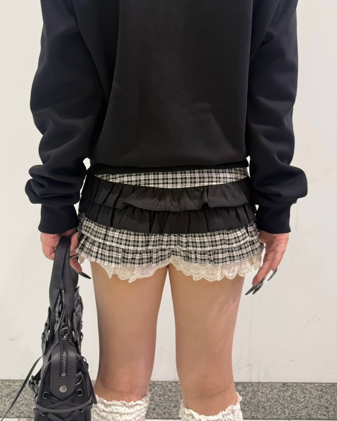 大阪店 WEB限定 受注制【Never mind the XU】Doll Check Layered Skirt