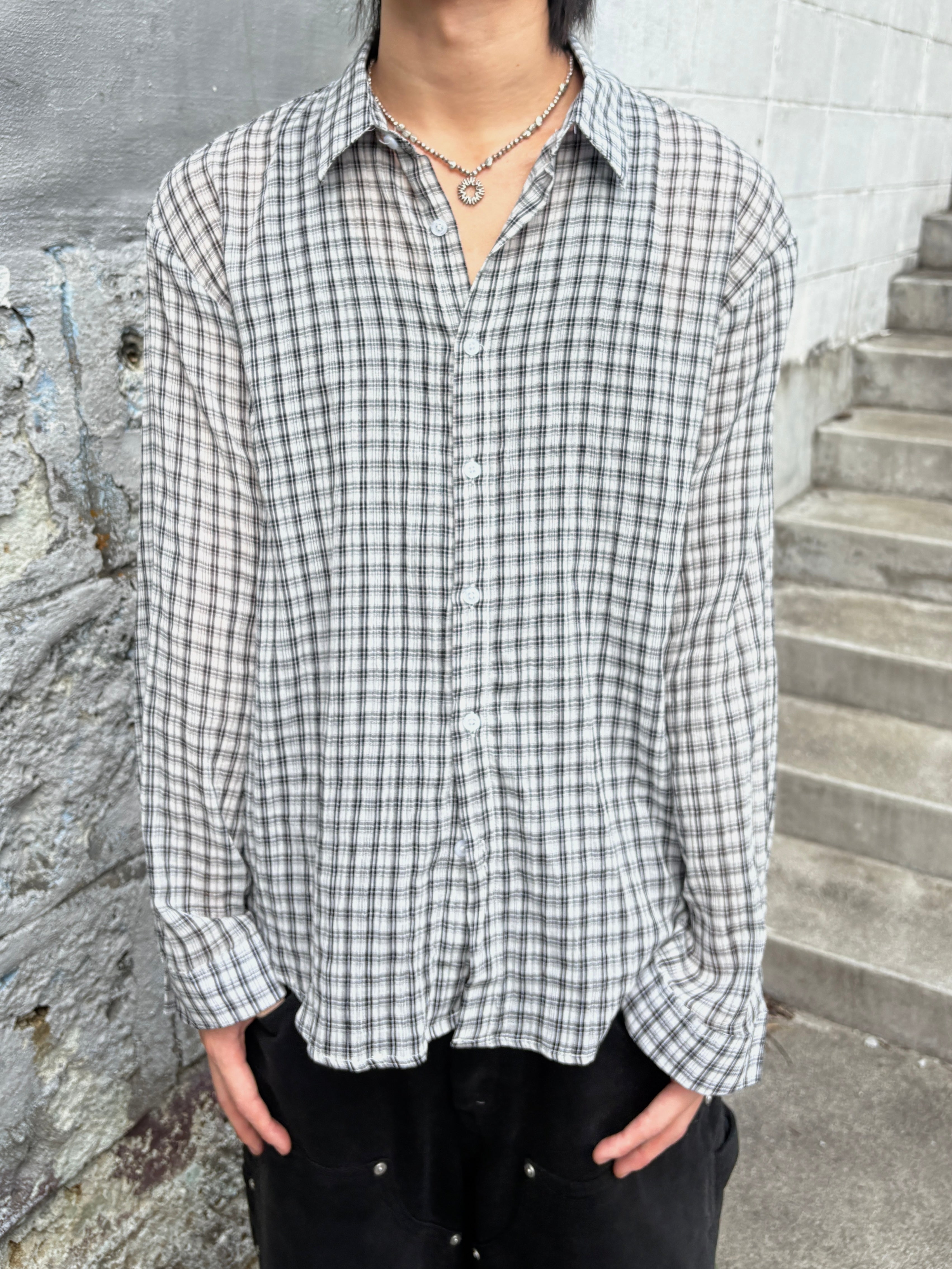 受注制【youll】sheer check shirt (3color)