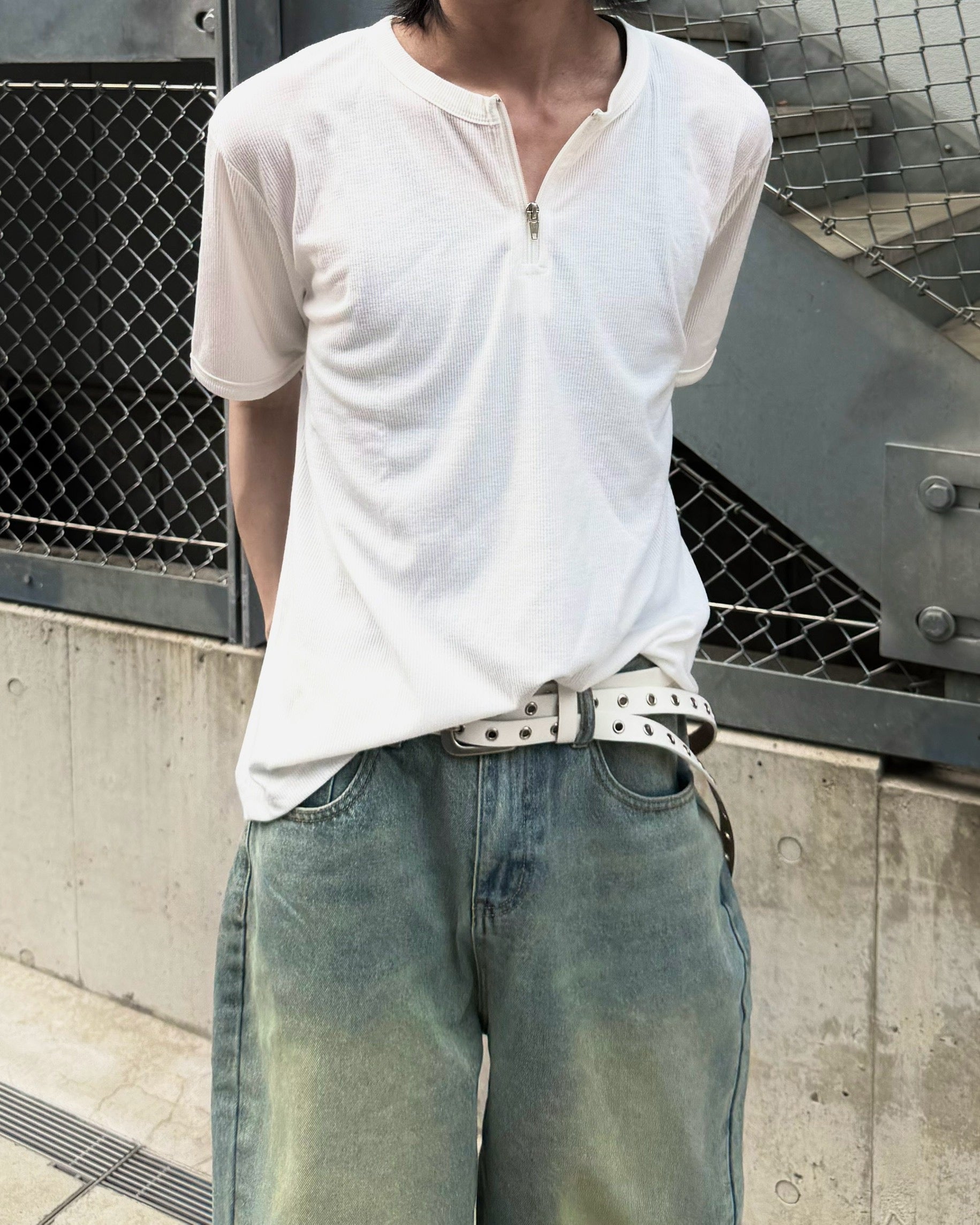 受注制【nmtc+】Half Zip-Up Slim Tee (3color)