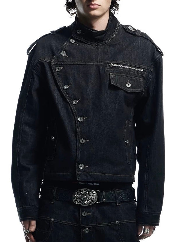 【DND4DES】Raw Denim Long Button Jacket