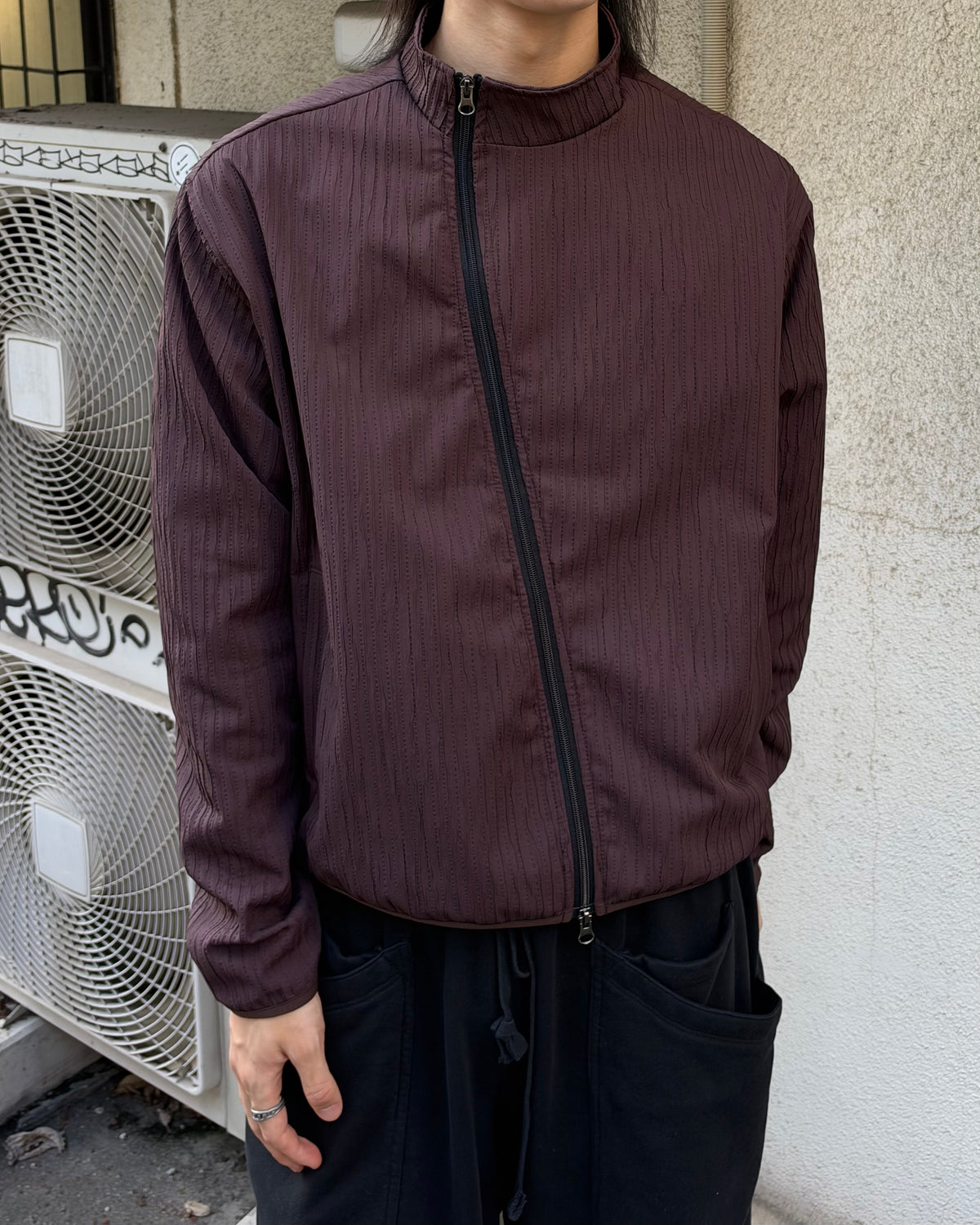 受注制【youll】pleated asymmetry jacket (3color)