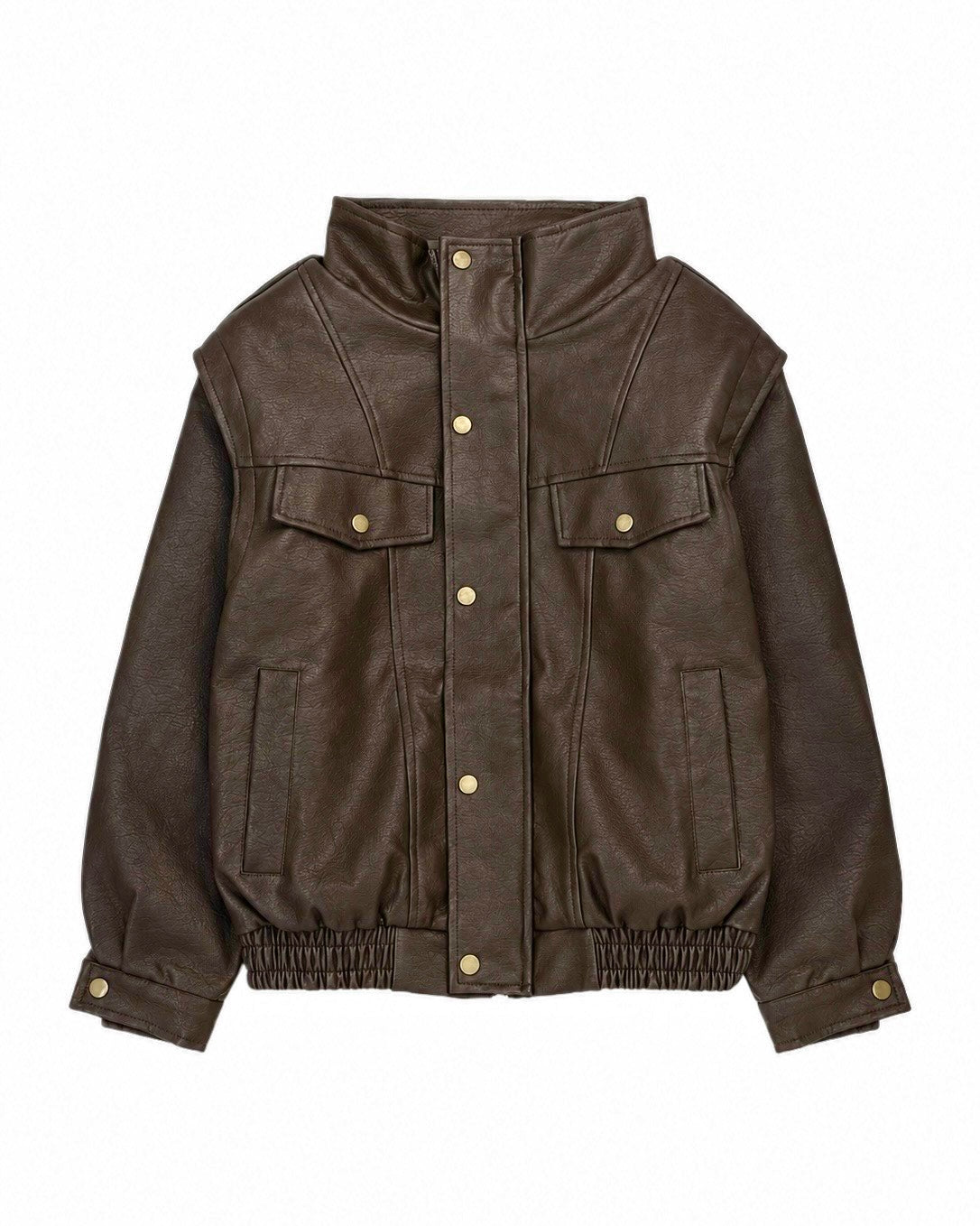 国際配送【RENOL】faux leather collared jacket