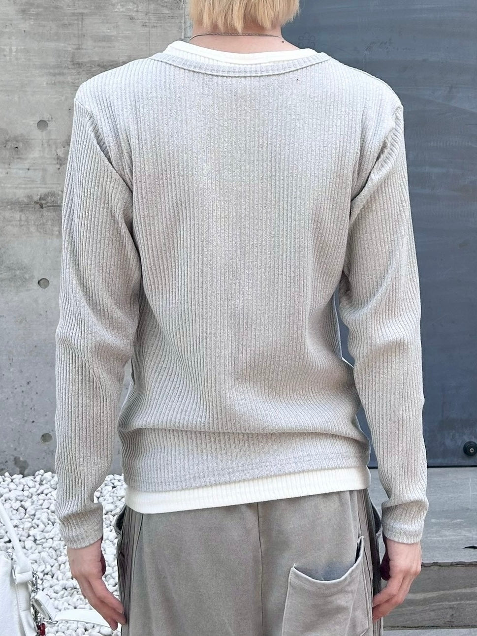 受注制【nmtc+】layered henley neck long sleeve (2color)