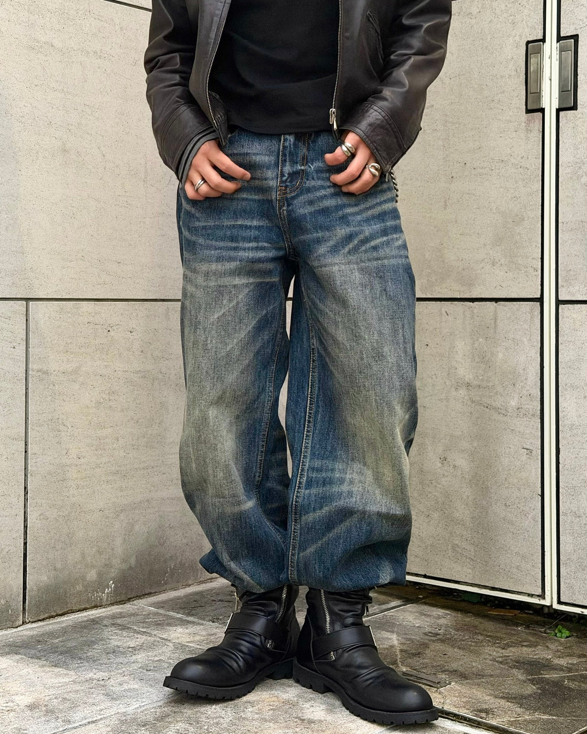 国際配送【RENOL】leather biker boots