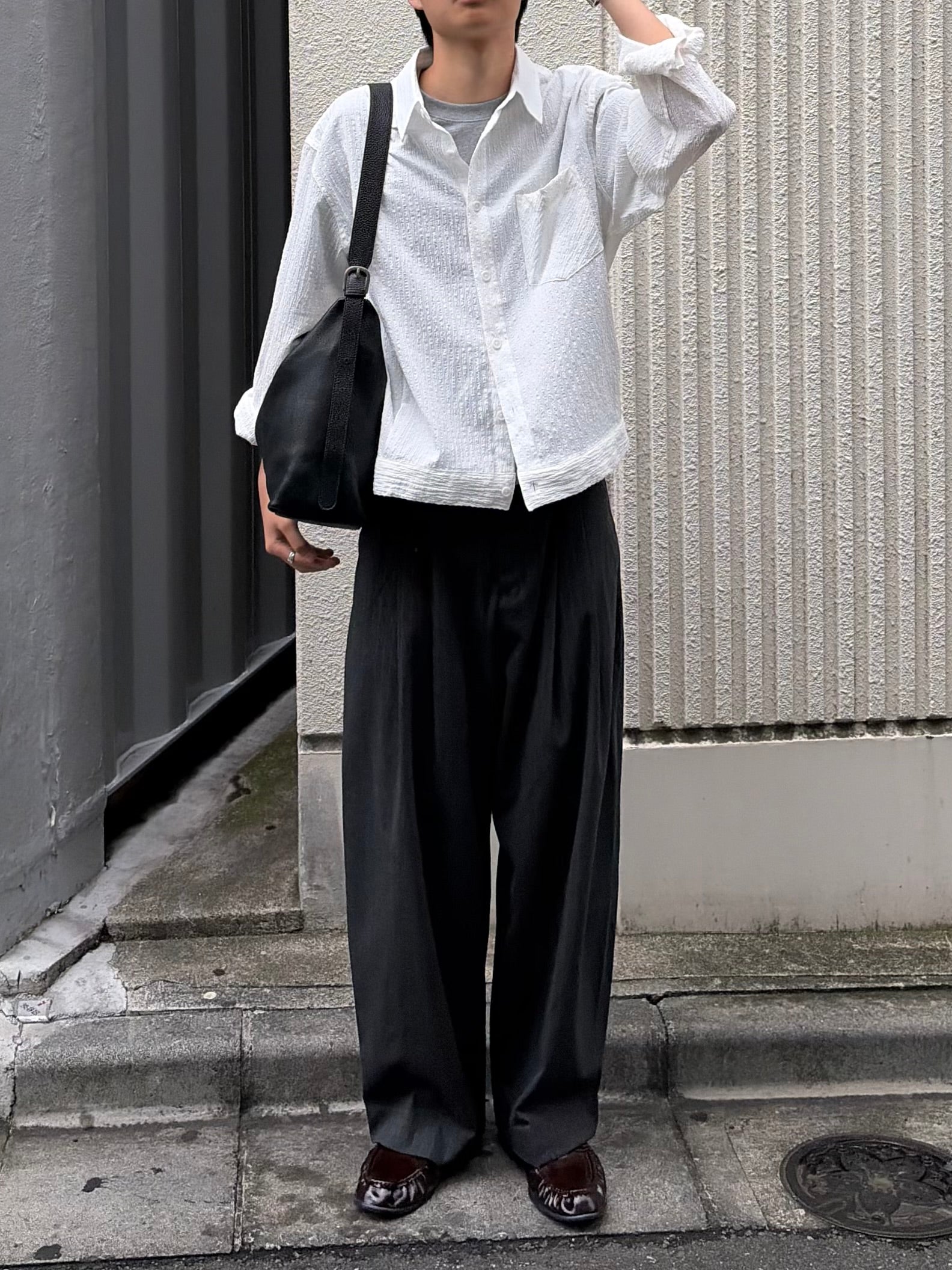 東京店WEB限定受注制【Chikashitsu +】seersucker relax check shirt (2color)