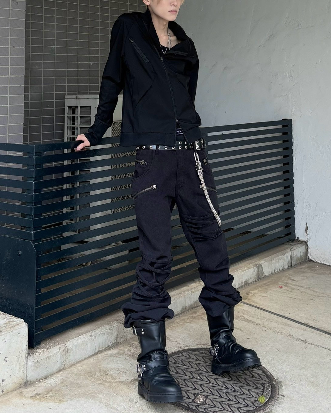 受注制【nmtc+】Asymmetric pocket zip-up Slim Jacket