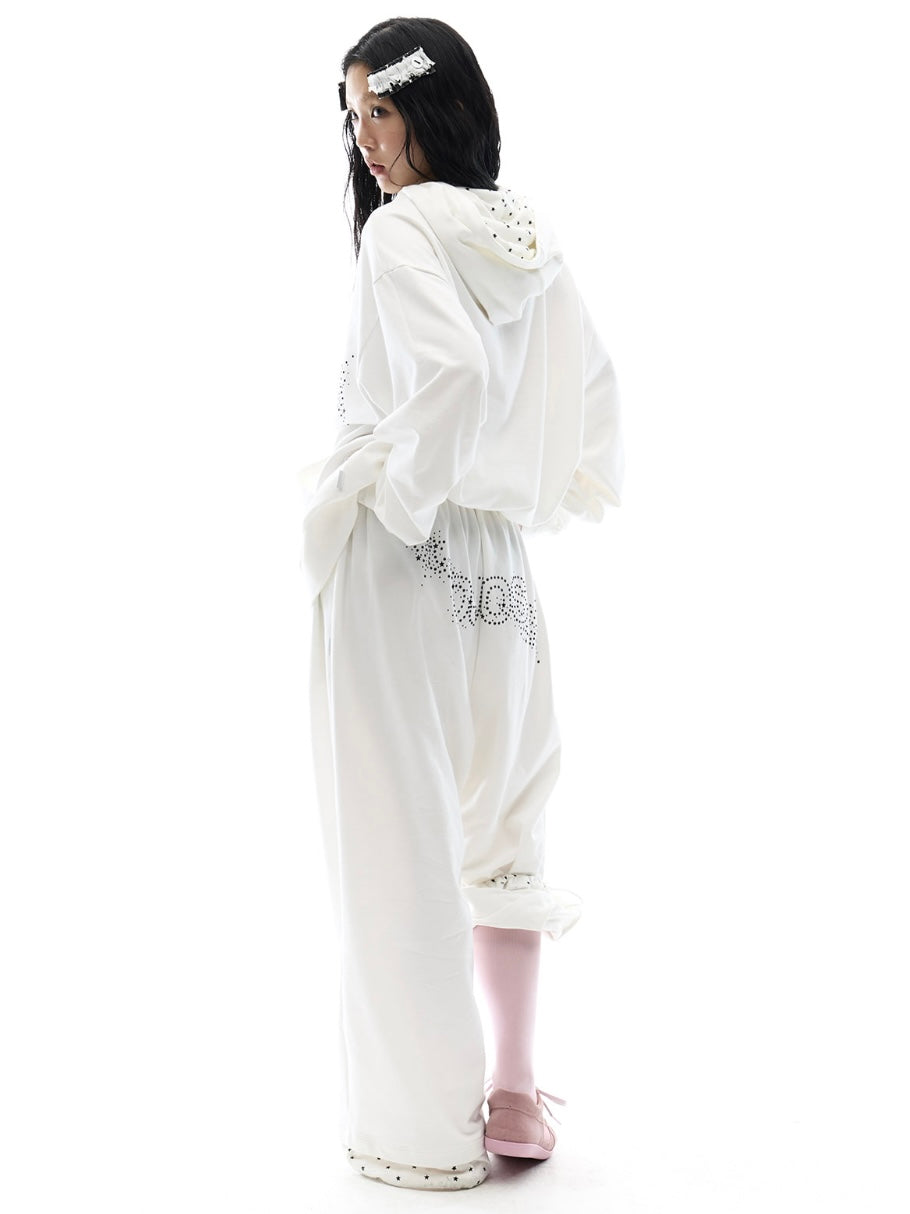 【OJOS】Hotfix Logo Wide Sweatpants