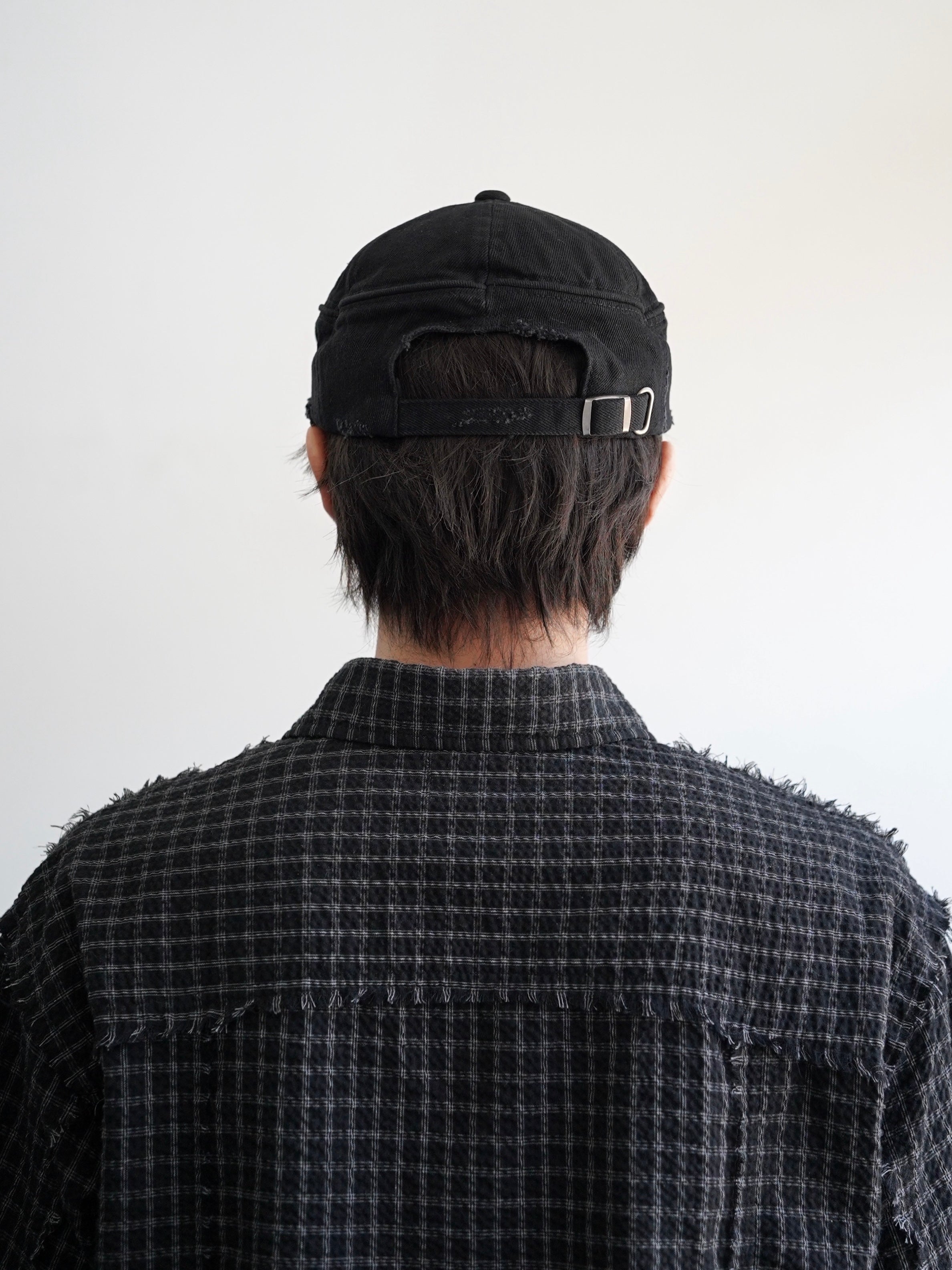 5/23 20:00発売【CHIKASHITSU PLUS HIGH】Arch washed denim cap (wash black)