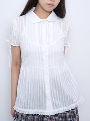 【TUOMIO】PUFF SLEEVES RIBBON BLOUSE