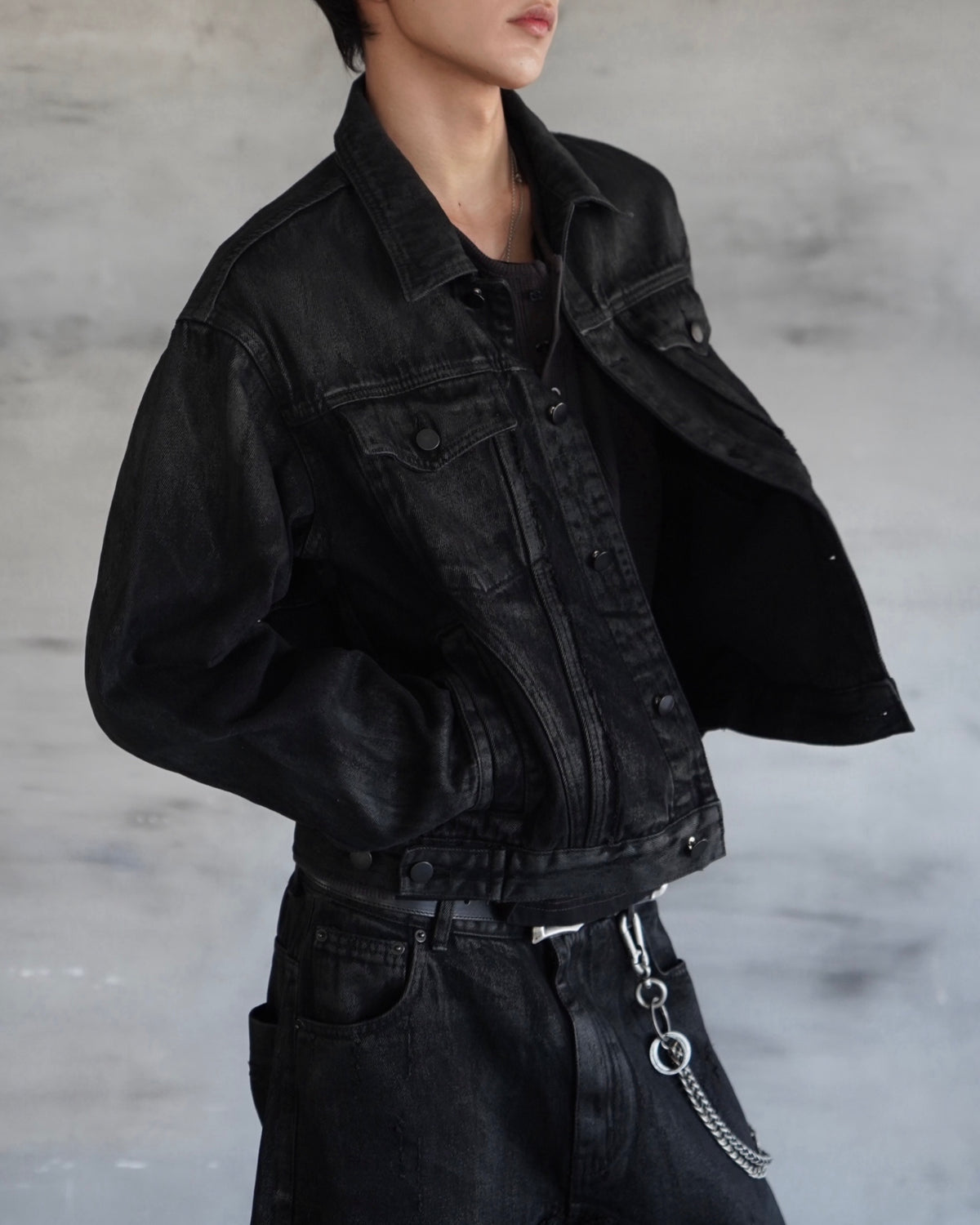【CHIKASHITSU PLUS HIGH】Washed coating denim jacket