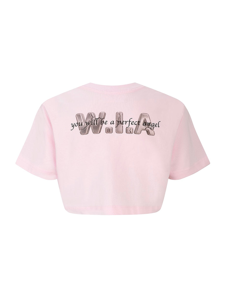 【W.I.A】W X N PINK CROP T-SHIRT 004