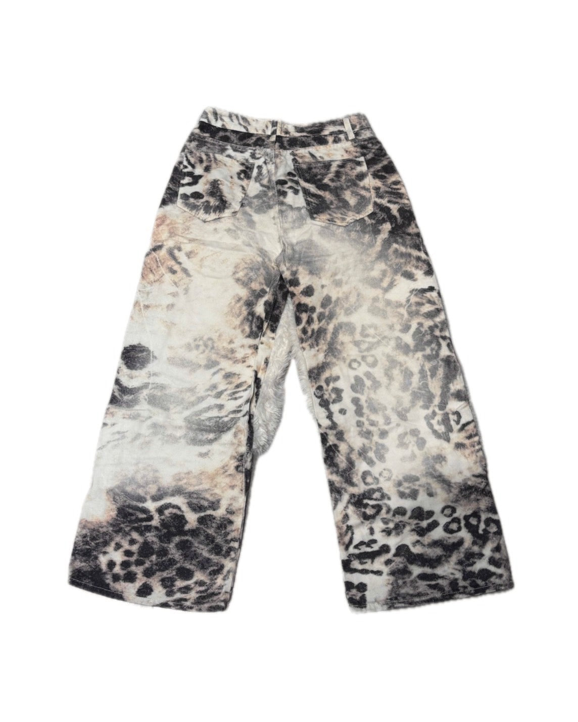 国際配送【BABY09】leopard fur patchwork pants