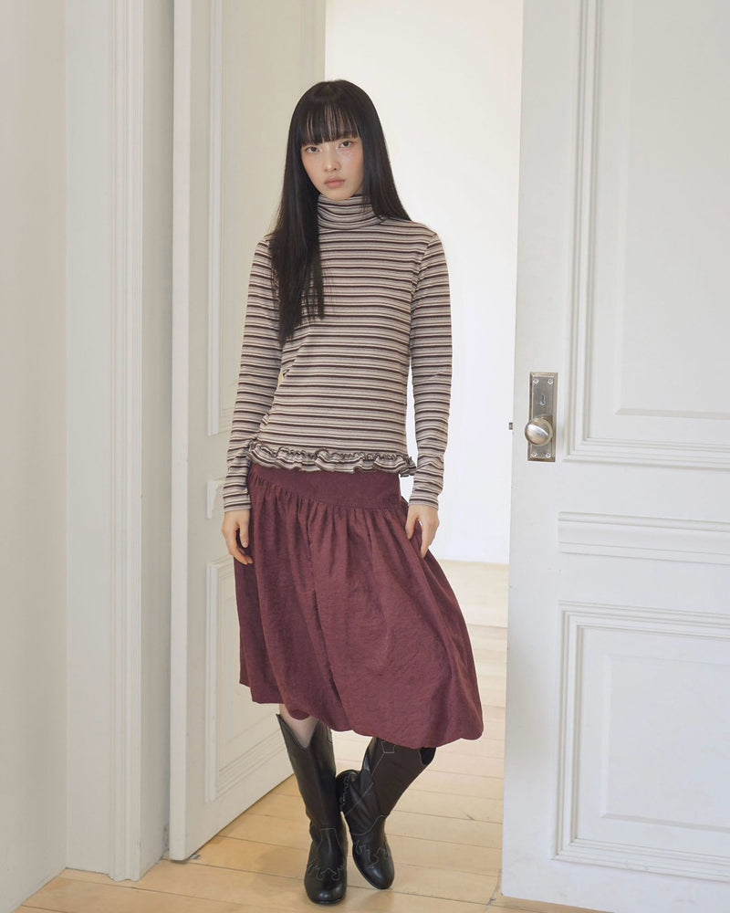 【Uglyshadow】STRIPE TURTLENECK TEE