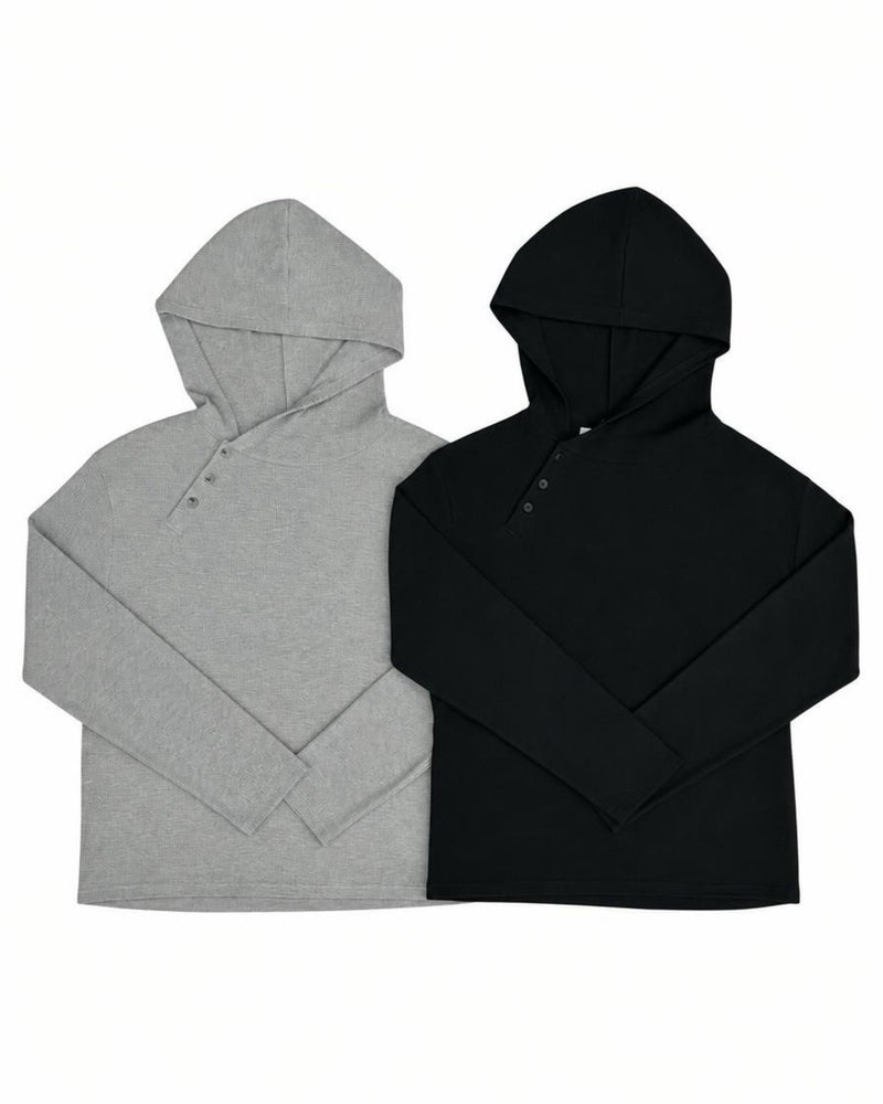 【nmtc+】Asymmetry button hood top (2color)
