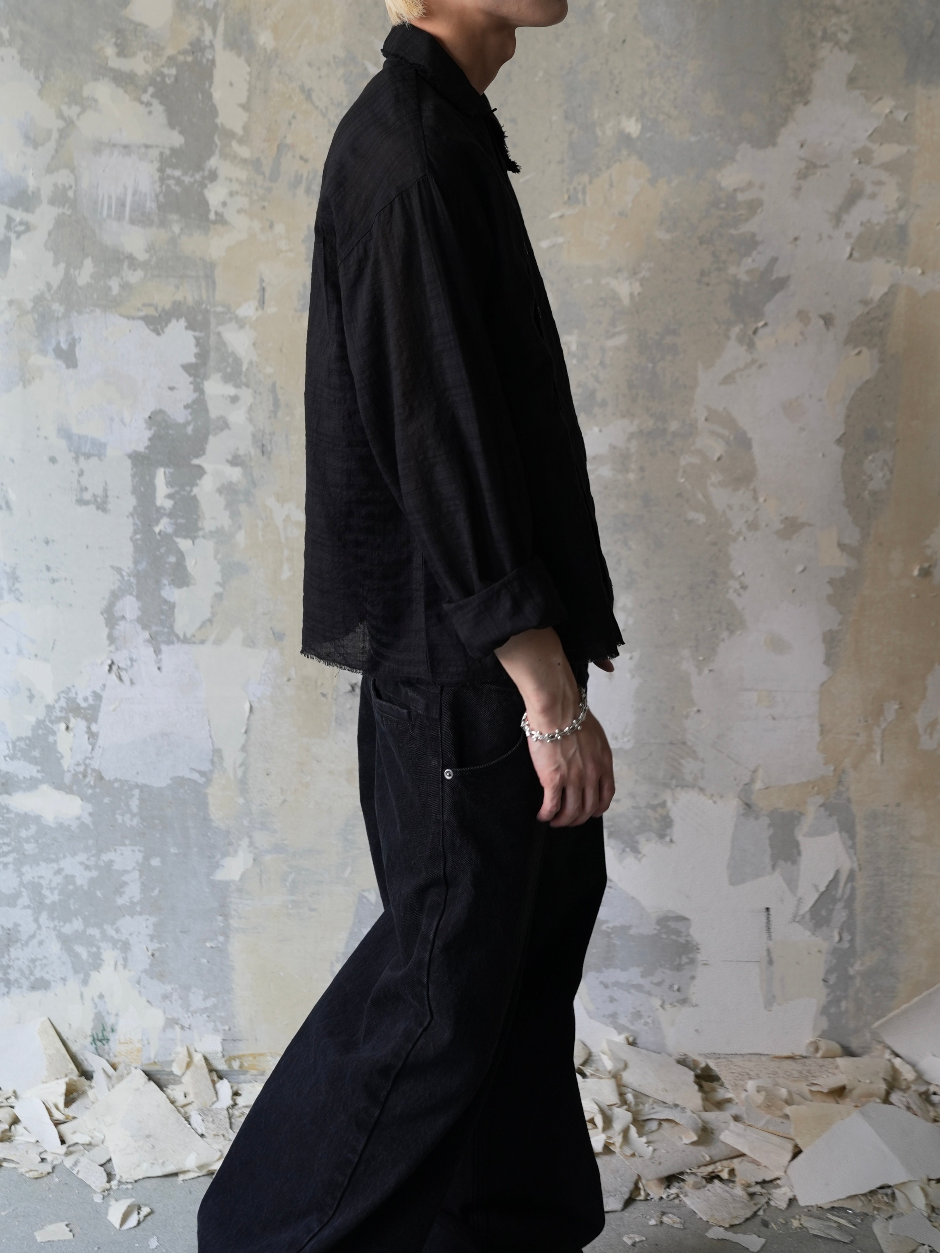 【Lee fi Ne】Offset Sheer Check Shirt