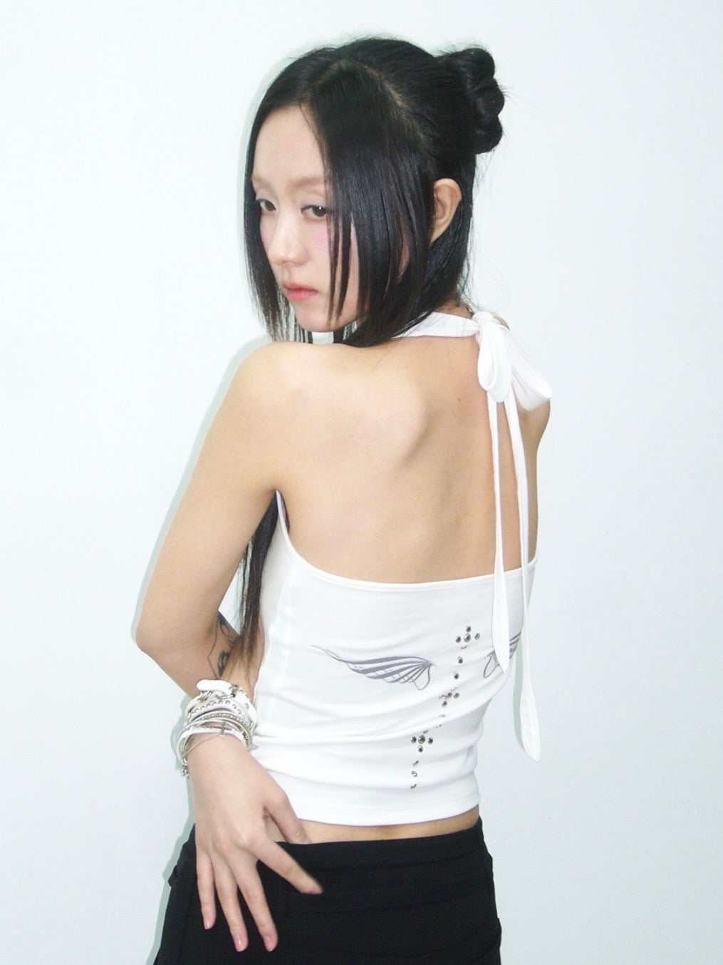 【ROUGH NECK】Angel Wing Ribbon Halter Top