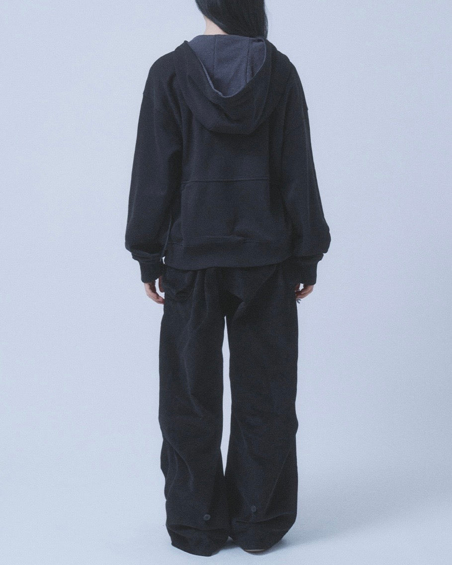 【TUOMIO】SHIRRING WAFFLE HOOD ZIP-UP