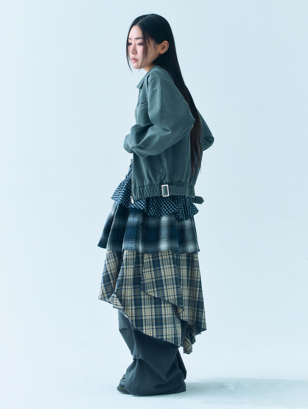 6/8 21:00発売【TUOMIO】MIXED TIERED SKIRT