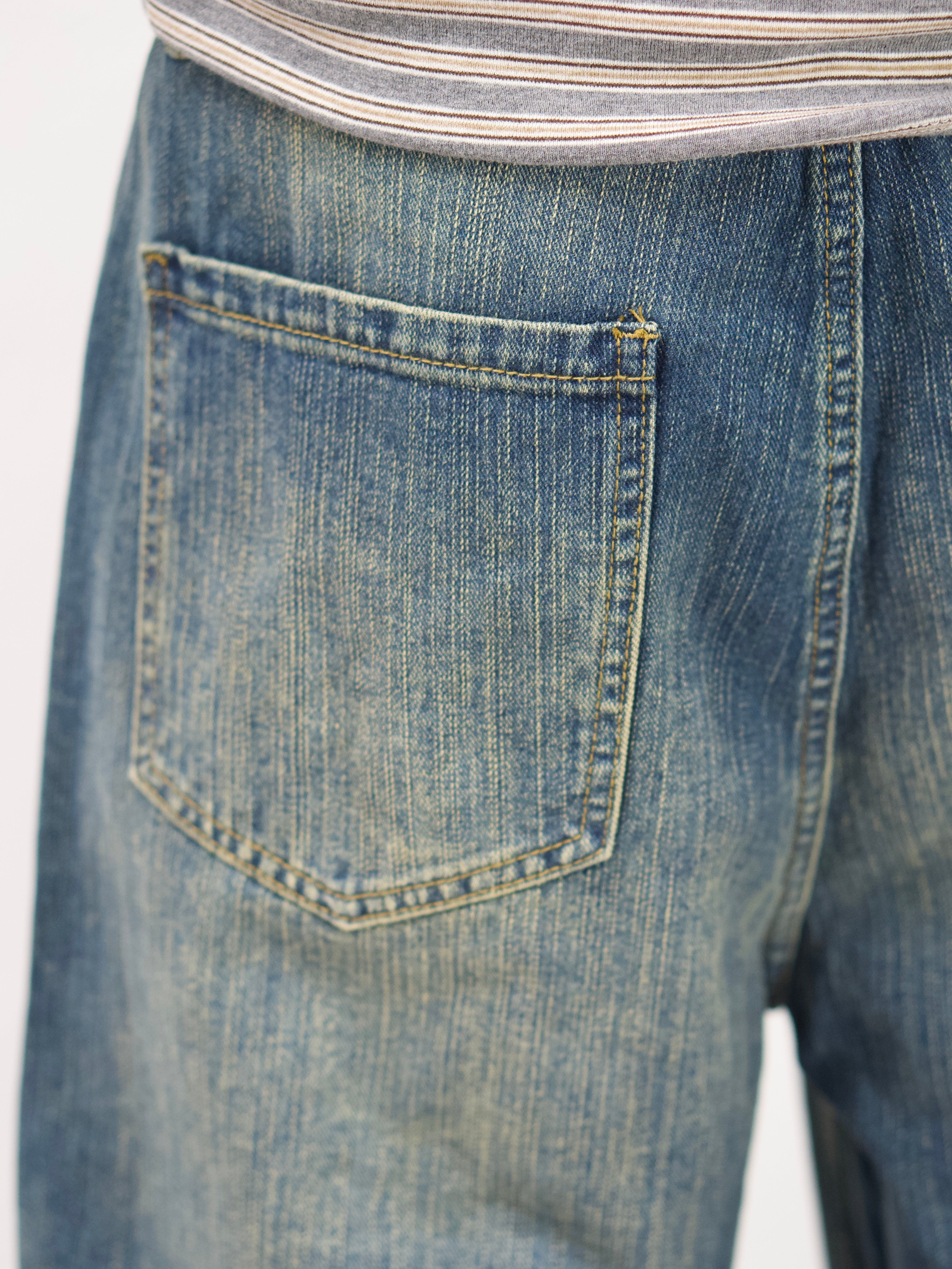 受注制【Chikashitsu +】double slub wide denim pants