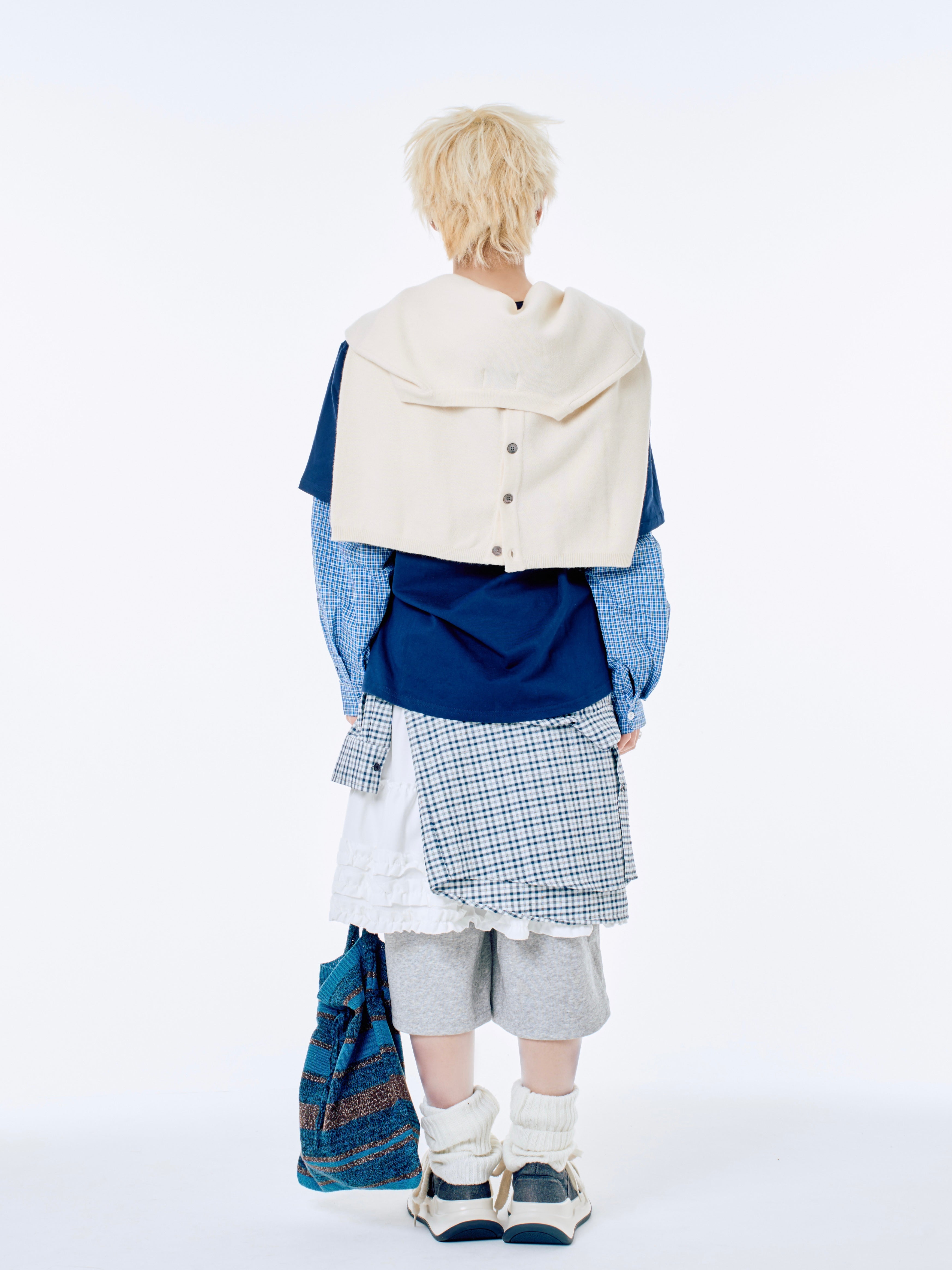 国際配送【Nerd out XU】blue knit tote bag