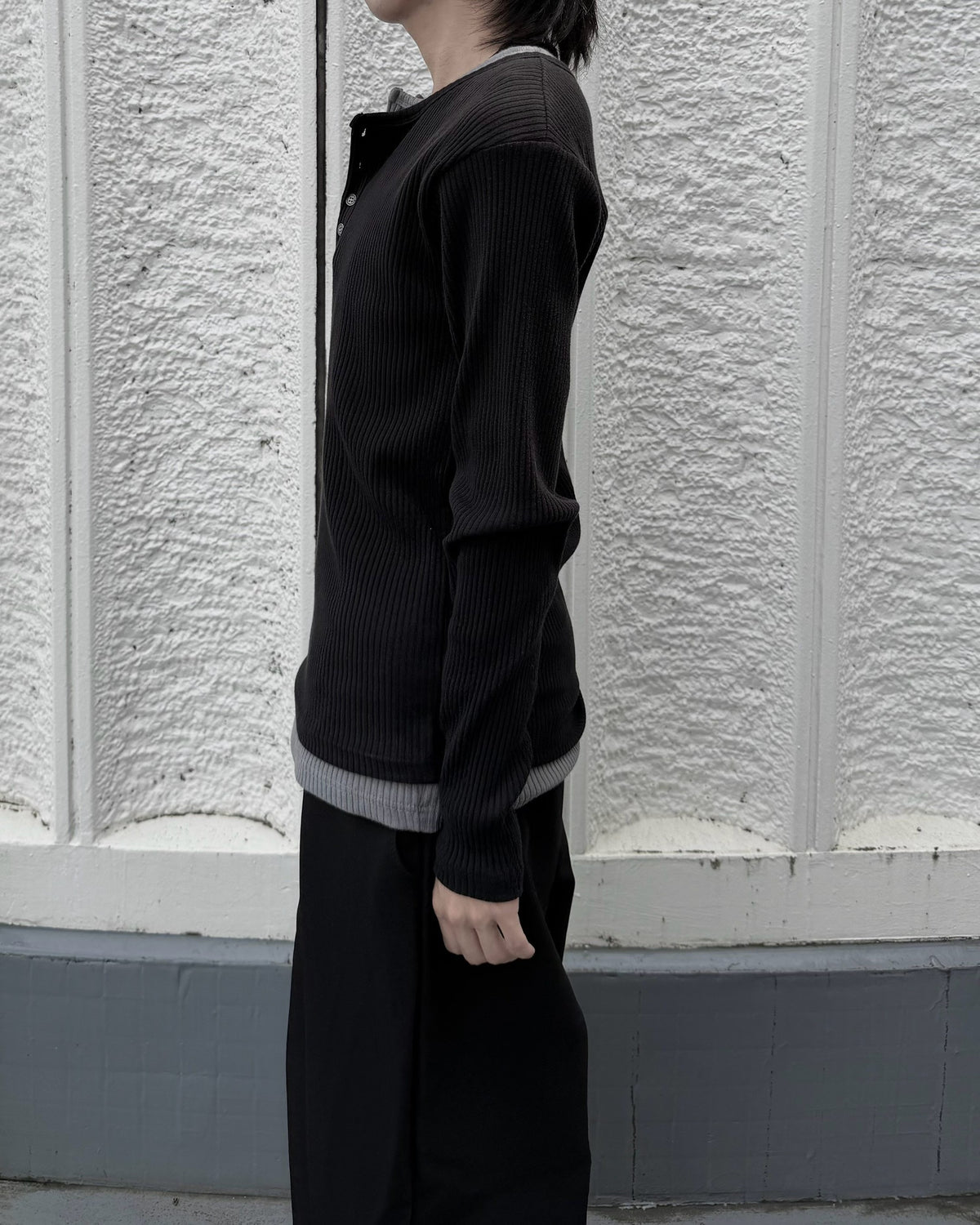 【nmtc+】layered henley neck long sleeve (2color)