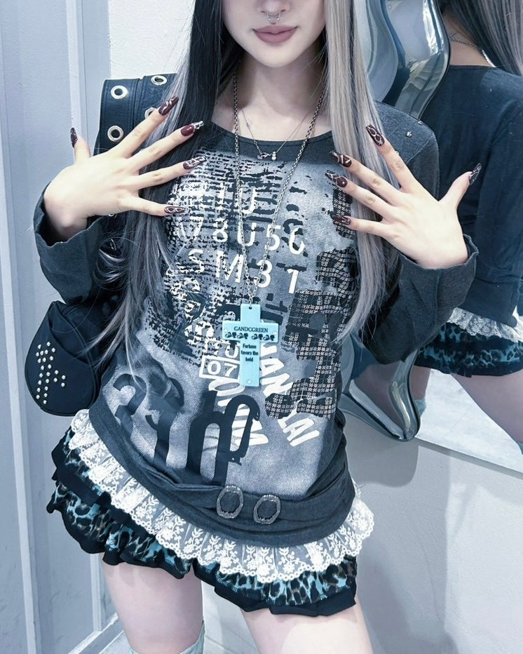 国際配送【BABY09】graphic lace long sleeve