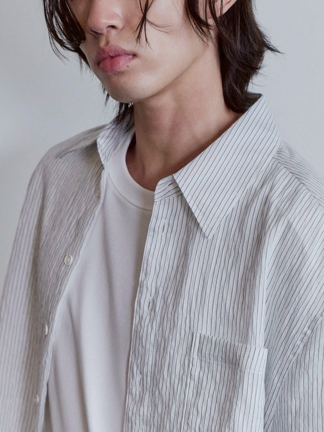 【Waviness】Sheer Origami Crop Half Shirts