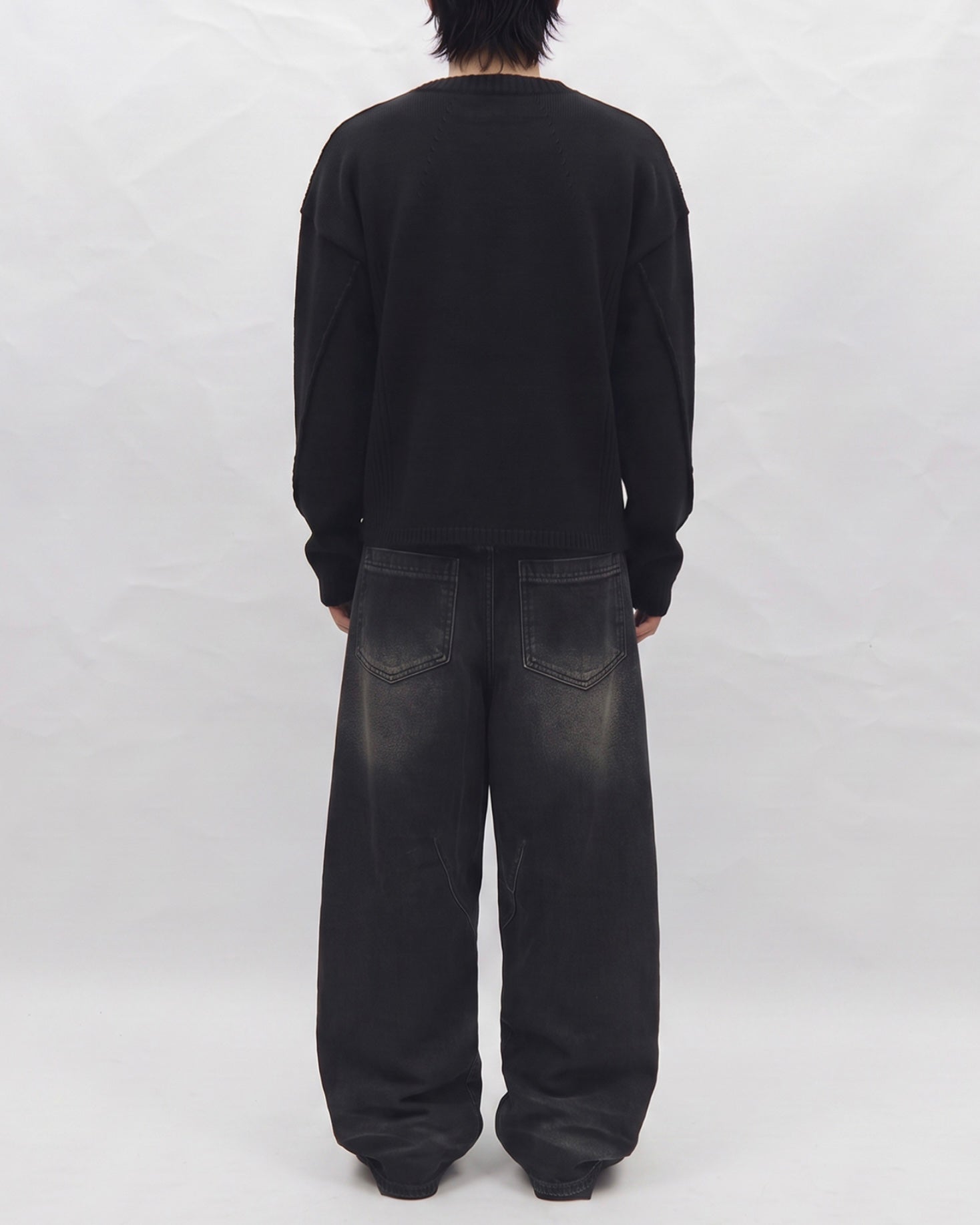 【BLR BLUER】Faded Vintage Henley Knit Sweater