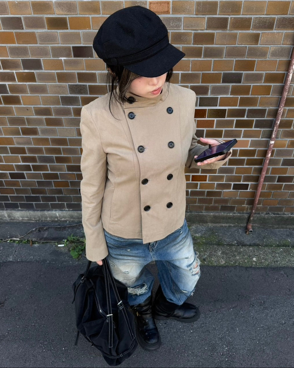 受注制【OaKS】low-neck slim-fit jacket (3color)