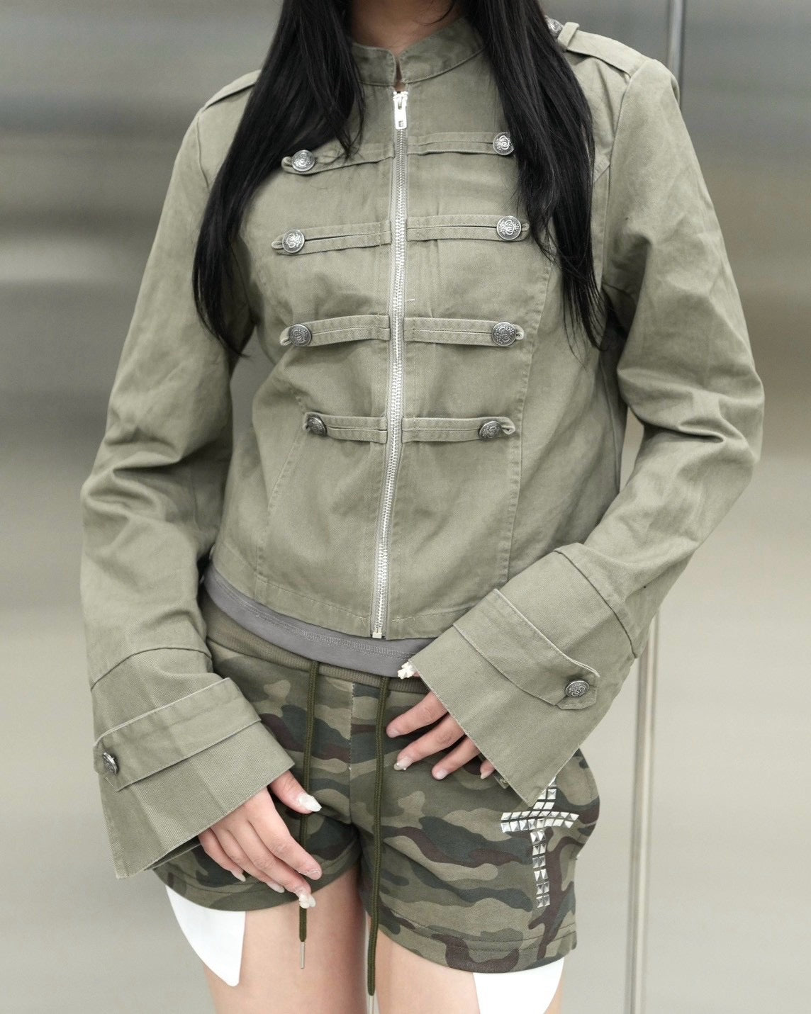 受注制【Never mind the XU】Napoleon grunge denim jacket (2color)