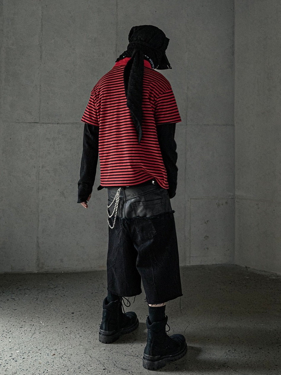 【roaringrad】Striped Polo T-shirt