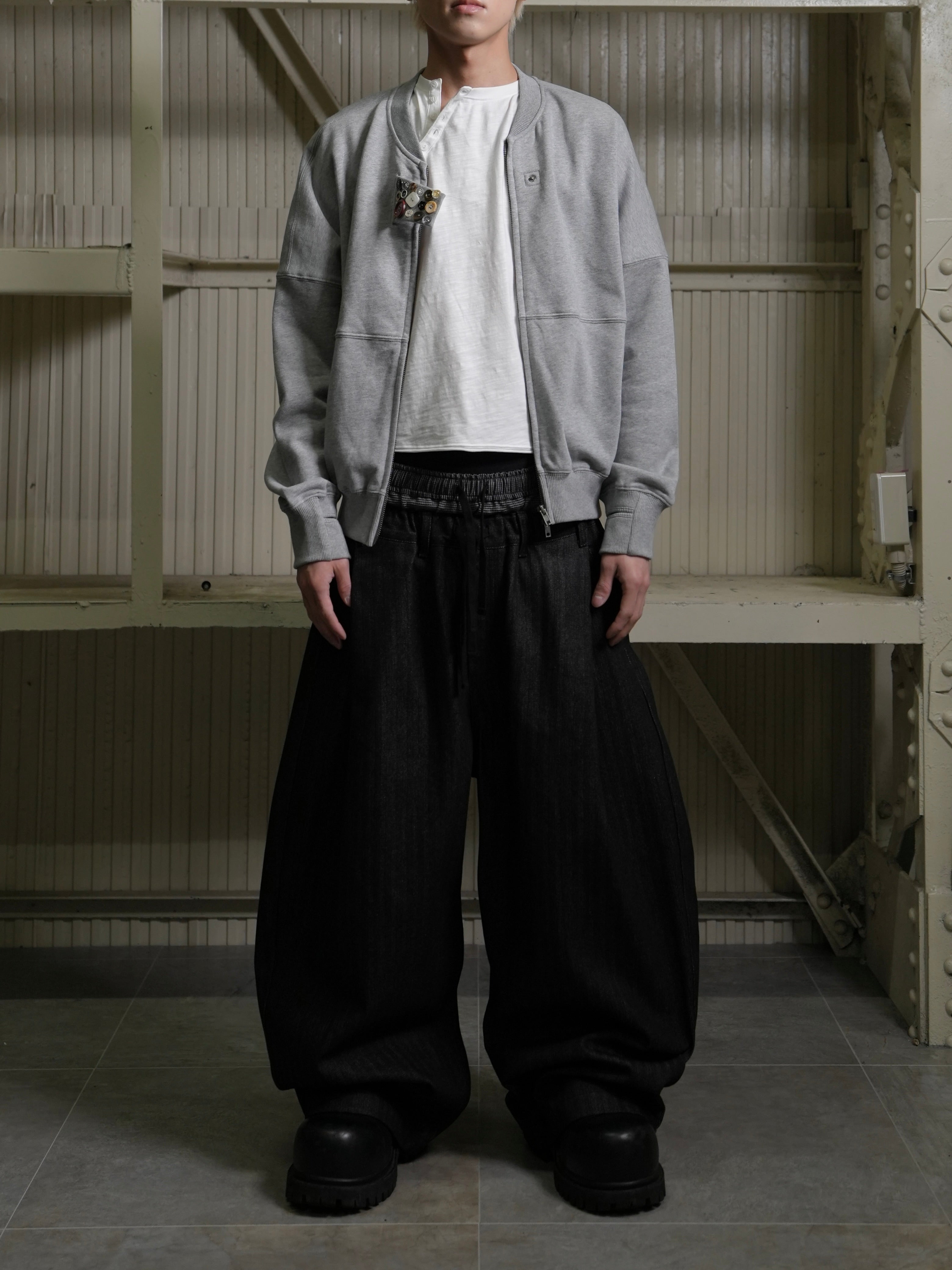 【Lee fi Ne】Herringbone Layered Baggy Jeans