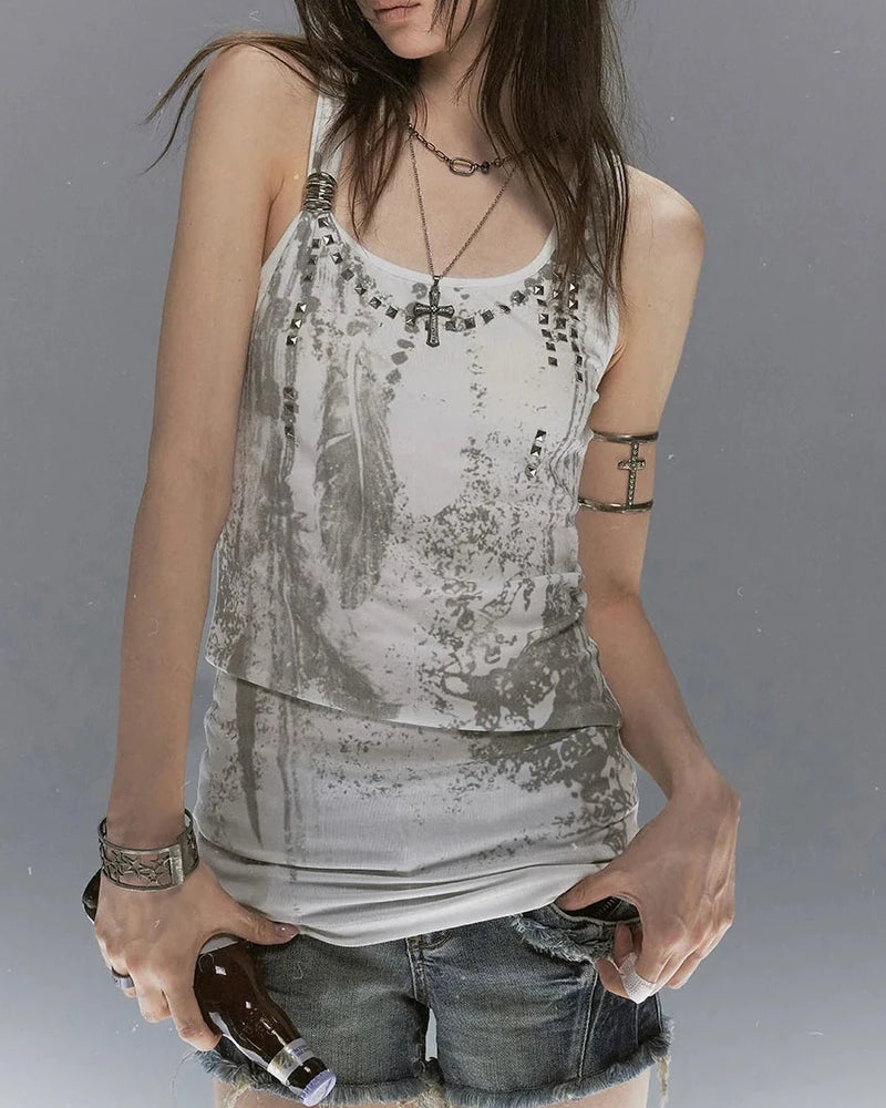 【Cest Nous】Feather rivet camisole