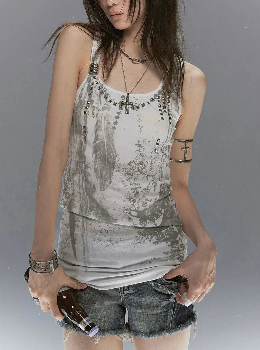 【Cest Nous】Feather rivet camisole