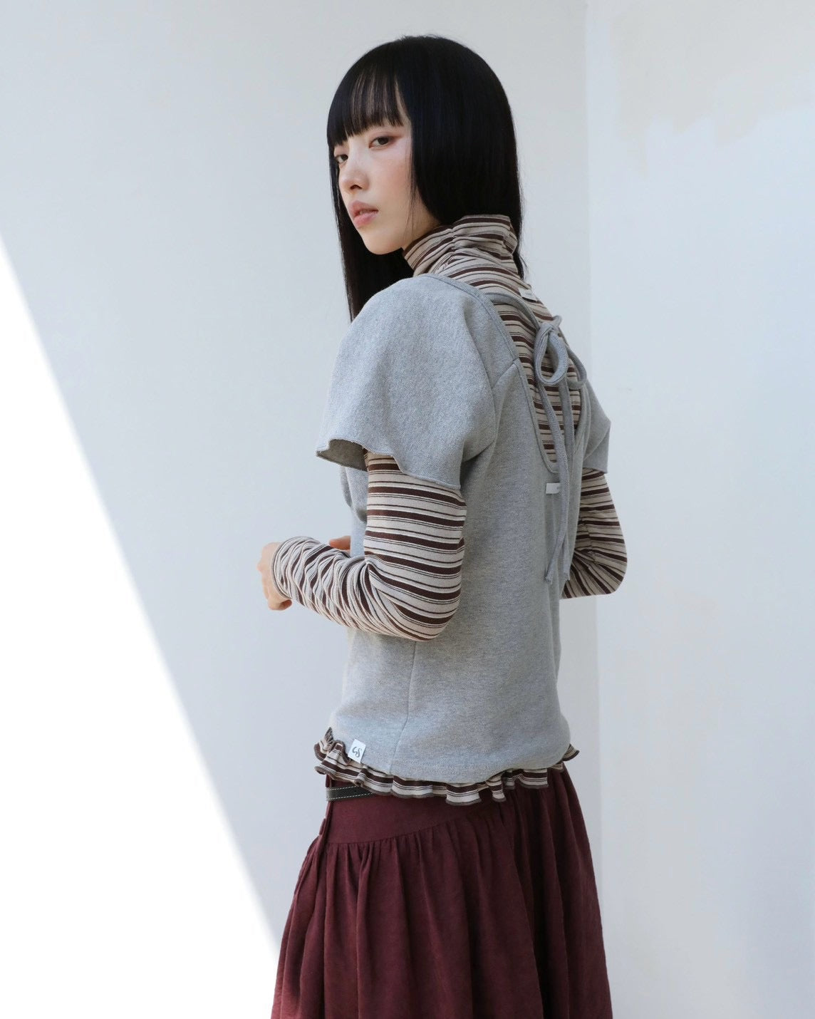 【Uglyshadow】WRAP SHIRRING TOP