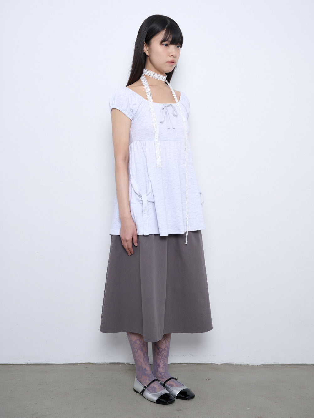 【TUOMIO】SHIRRED POCKET TOP