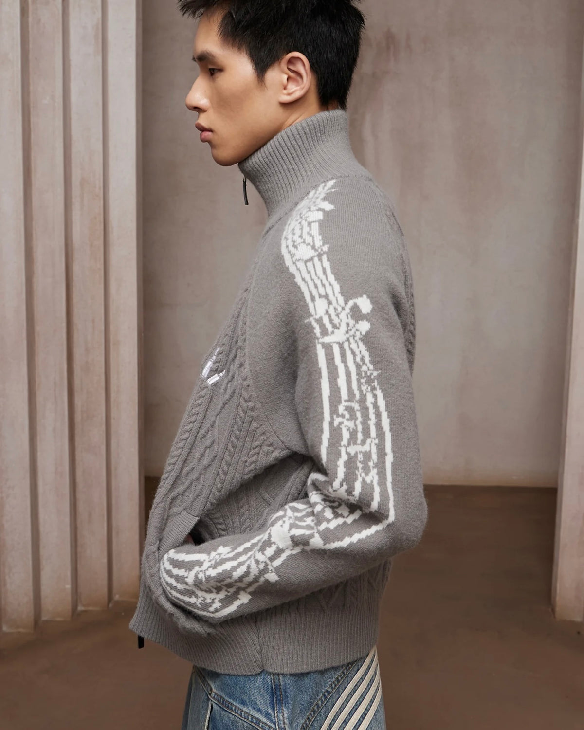 【DND4DES】Music Note Jacquard Knit Jacket