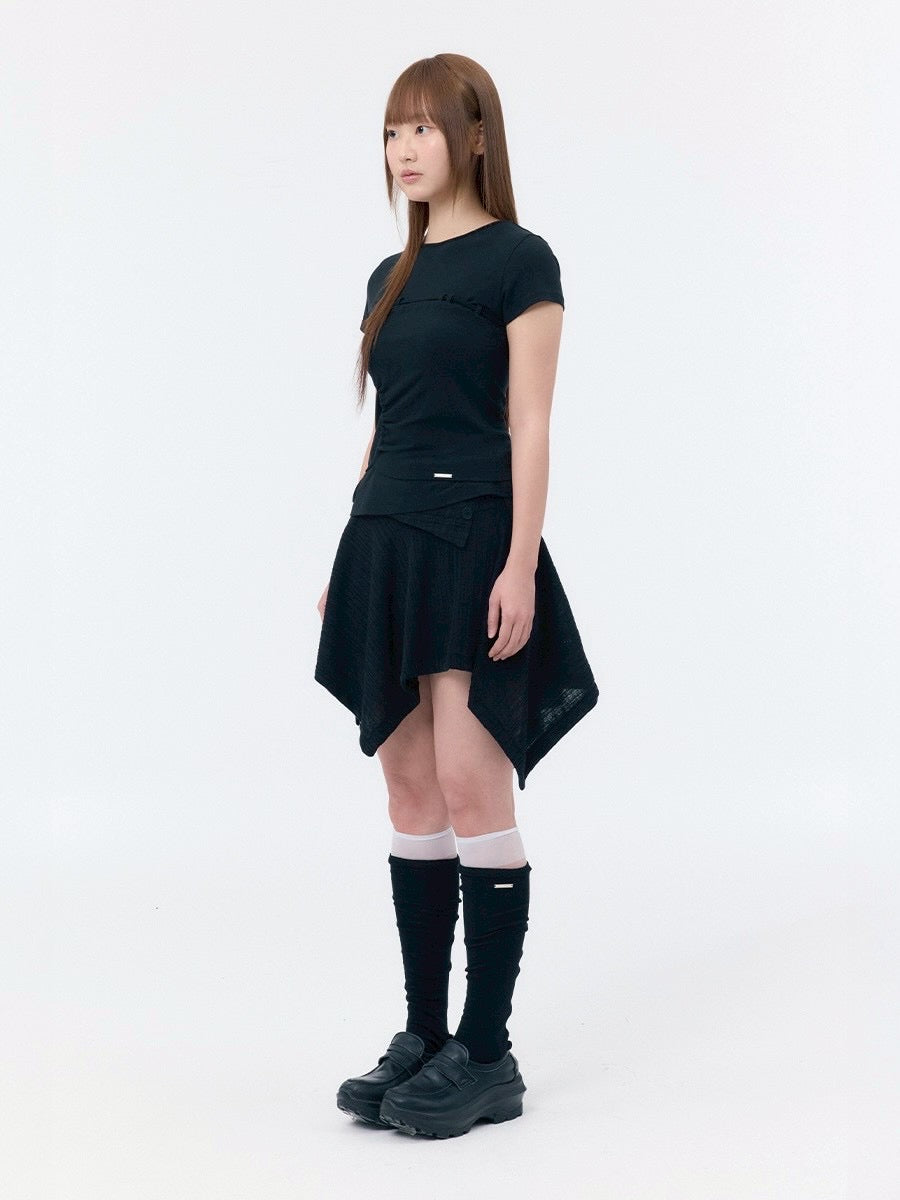 【Miseki seoul】String shirring short sleeve