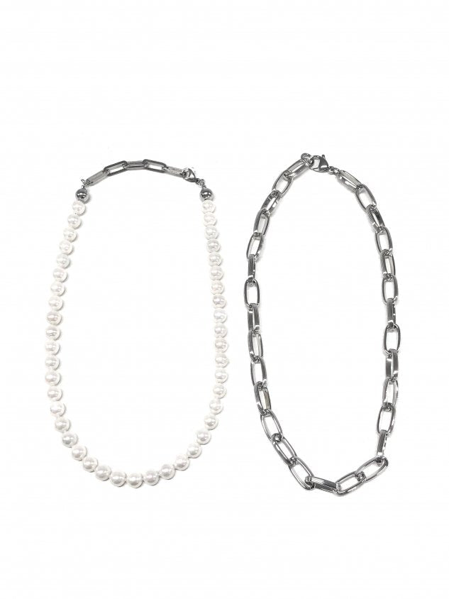 受注制【Never mind the XU】set pearl chain necklace