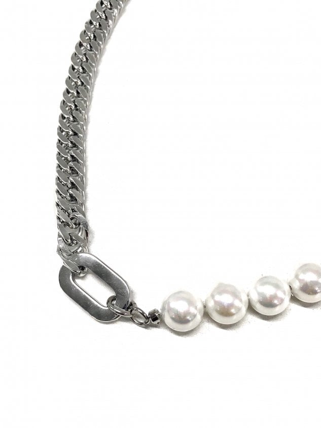 受注制【Never mind the XU】switch pearl chain necklace