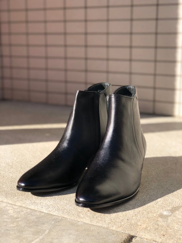 受注制【Chikashitsu +】leather heel boots