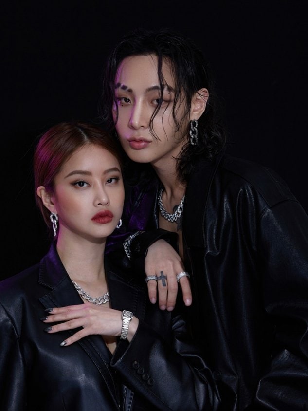 【BLACK PURPLE】PONDELL CUBIC CHAIN PIERCE