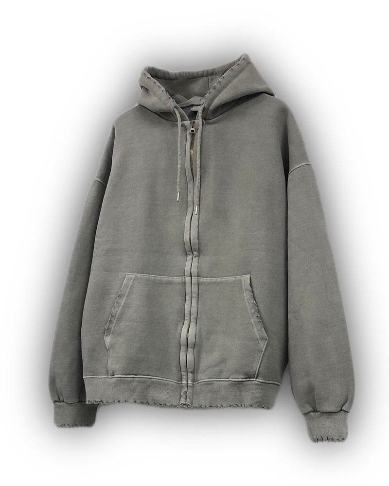 受注制【Never mind the XU】damage zip hoodie (3color)