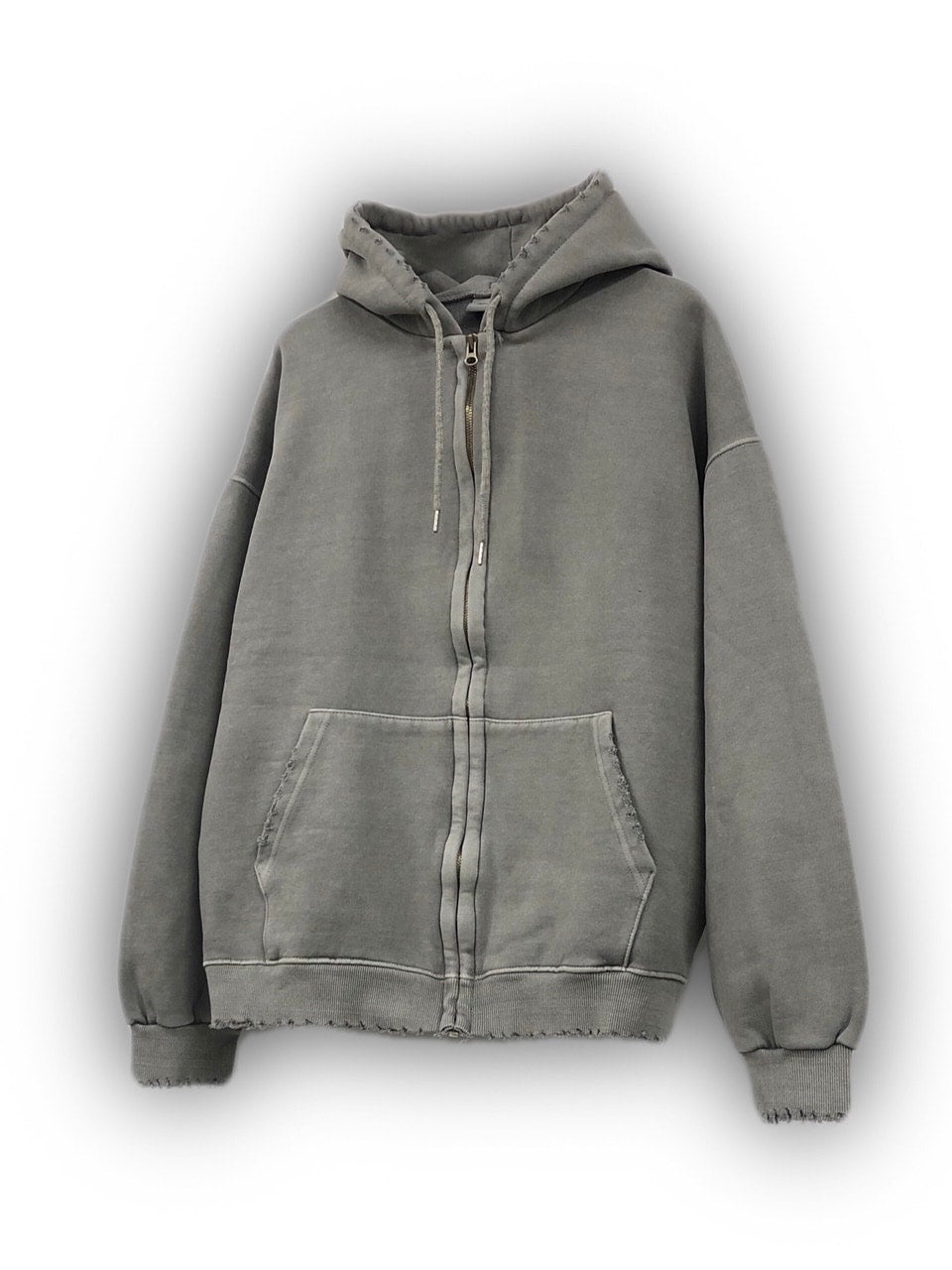 受注制【Never mind the XU】damage zip hoodie (3color)